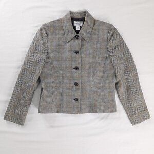 Pendleton Pure Virgin Wool Black White Houndstooth Button Up Blazer Jacket